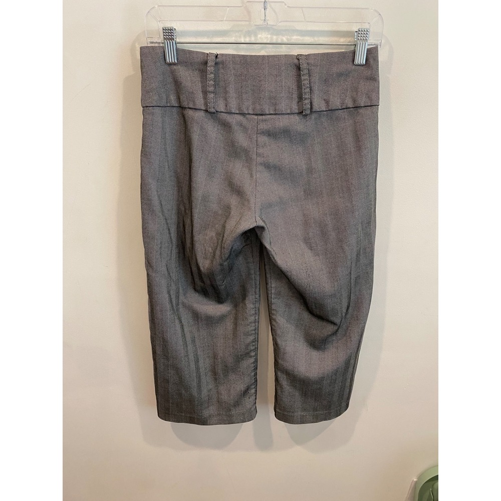 Charlotte Russe Grey Herringbone Capri Pants Women Size 1 Y2K Office Sire Slacks - Picture 3 of 7